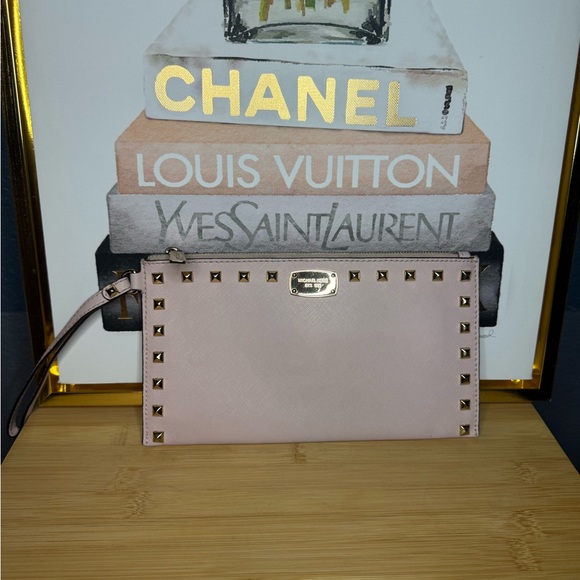 Michael Kors Sandrine Studded Large Zip Clutch.